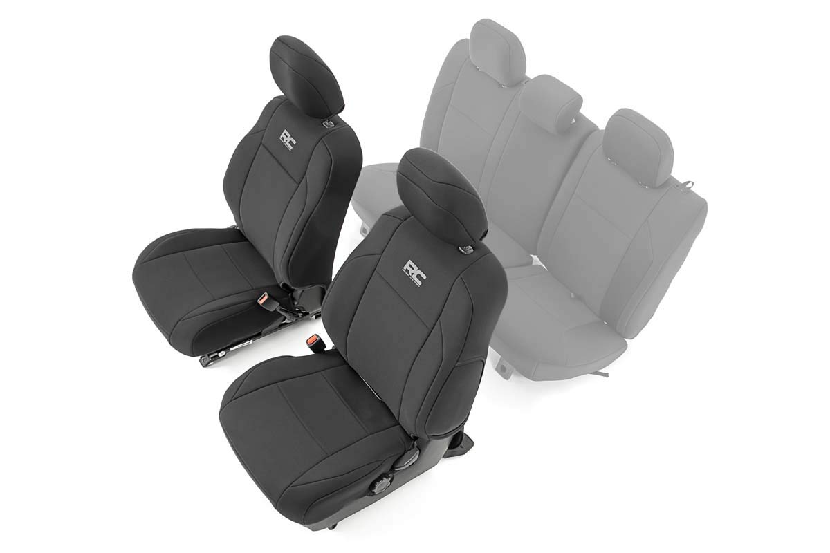 Rough Country Front Neoprene Seat Covers for 2016-2022 Toyota Tacoma - 91030,Black