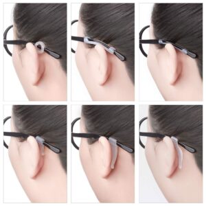 iGeyzoe Eyeglasses Silicone Ear Hooks Retainers, Eyeglasses Anti-Slip Holder Stoppers Temple Tips Sleeve Retainer Eyewear Retainers Spectacle Stay For Eyeglasses, Sunglasses, Reading Glasses (White)