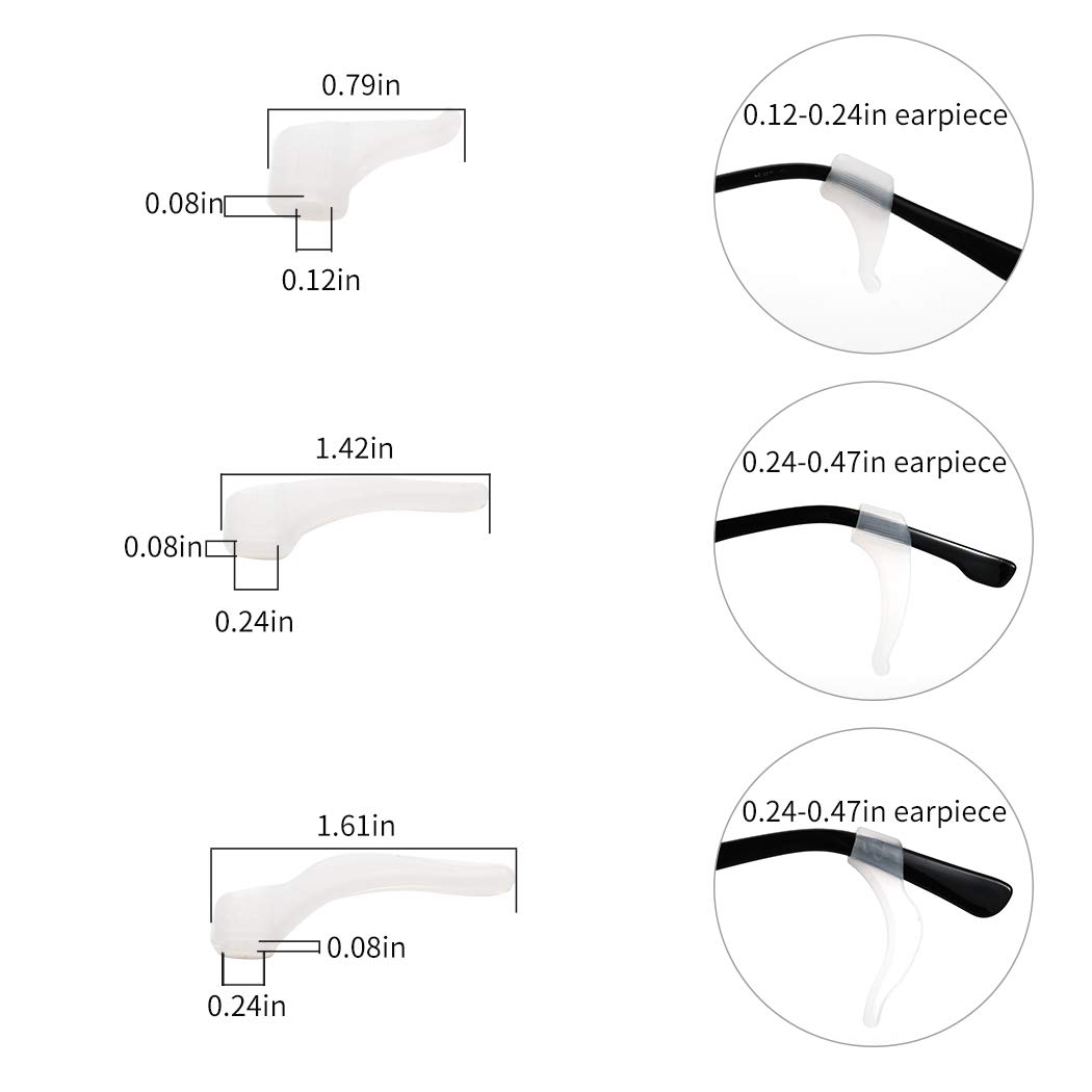 iGeyzoe Eyeglasses Silicone Ear Hooks Retainers, Eyeglasses Anti-Slip Holder Stoppers Temple Tips Sleeve Retainer Eyewear Retainers Spectacle Stay For Eyeglasses, Sunglasses, Reading Glasses (White)