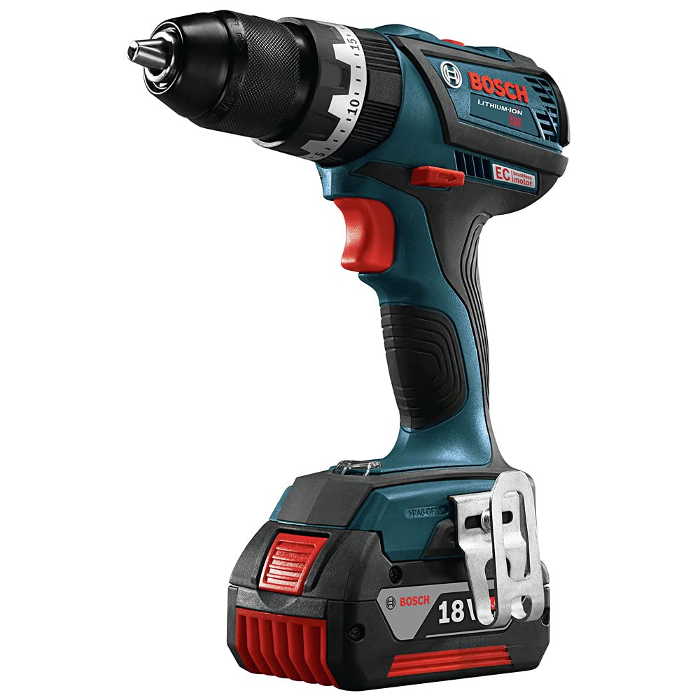 Bosch HDS183-01-RT 18V EC Brushless Lithium-Ion Compact Tough 1/2 in. Cordless Hammer Drill Driver Kit (4 Ah) (Renewed)