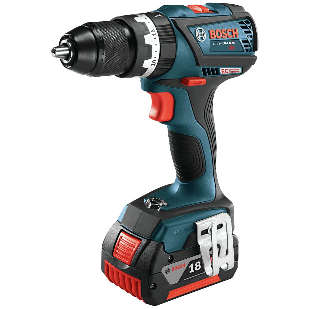 Bosch HDS183-01-RT 18V EC Brushless Lithium-Ion Compact Tough 1/2 in. Cordless Hammer Drill Driver Kit (4 Ah) (Renewed)