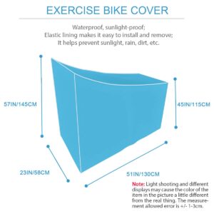 Exercise Bike Cover, Upright Indoor Cycling Protective Cover, Oxford Cloth Dustproof/Waterproof/Sun-Proof, Suitable for Indoor/Outdoor Protection (23" W x 51" L x 57" H), Blue