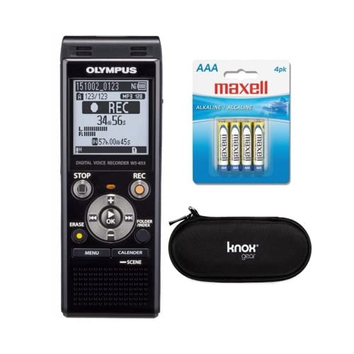 Olympus WS-853 Digital Voice Recorder (Black) with Hard-Case Bundle (3 Items)