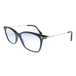 eyeglasses tom ford ft 5712 -b 001 shiny black/blue block lenses