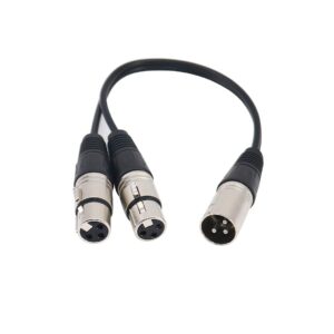 tan qy splitter xlr cable 3 pin xlr splitter y-adapter male to 2 female dmx cable， mic preamp, splitter patch cable (1ft)