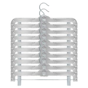 perfecasa clear plastic skirt & pants hangers 20 pack, clips hanger for pants, with strong metal clips, skirts, trunks, acrylic hangers, heavy duty vics 5131 apparael store hangers