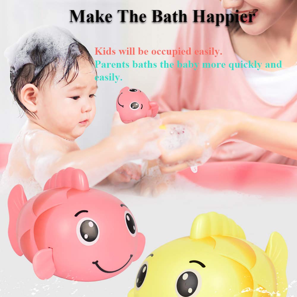 NEXTAKE Wind-up Carp Bath Toy for Kids, Windup Fish Bath Toy Bahtub Carp Toy Fish Floating Toy Carp Water Toy Swimming Fish Tub Toy for Toddlers (Pink)