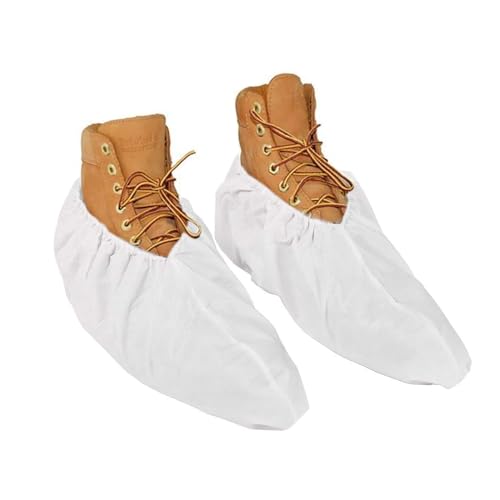 Oriflame Shoe Covers Disposable Non Slip for Indoors, 100 Pack (50 Pairs) Sneaker Boot Covers, White Shoe Protectors Non-slip, Durable Shoe Booties Cover One Size Fits All, White