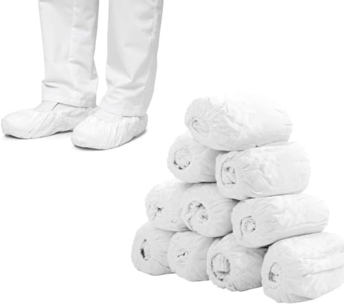 Oriflame Shoe Covers Disposable Non Slip for Indoors, 100 Pack (50 Pairs) Sneaker Boot Covers, White Shoe Protectors Non-slip, Durable Shoe Booties Cover One Size Fits All, White