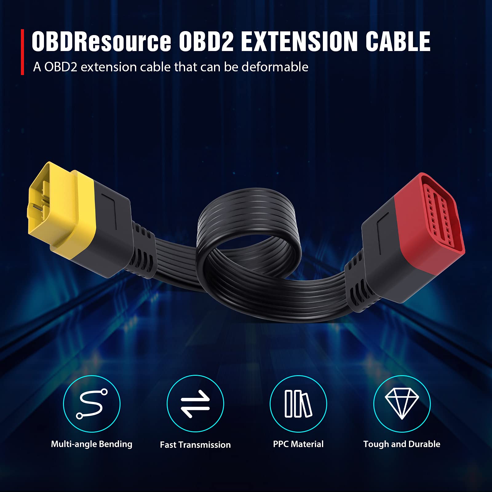 OBD2 Extension Cable, Professional Automotive Diagnostic Scan Tool Full 16 Pin Extension Cable for ODBII Scanner Forscan Check All Car Vehicles Computer Engine Code Reader - 36cm/14.2in