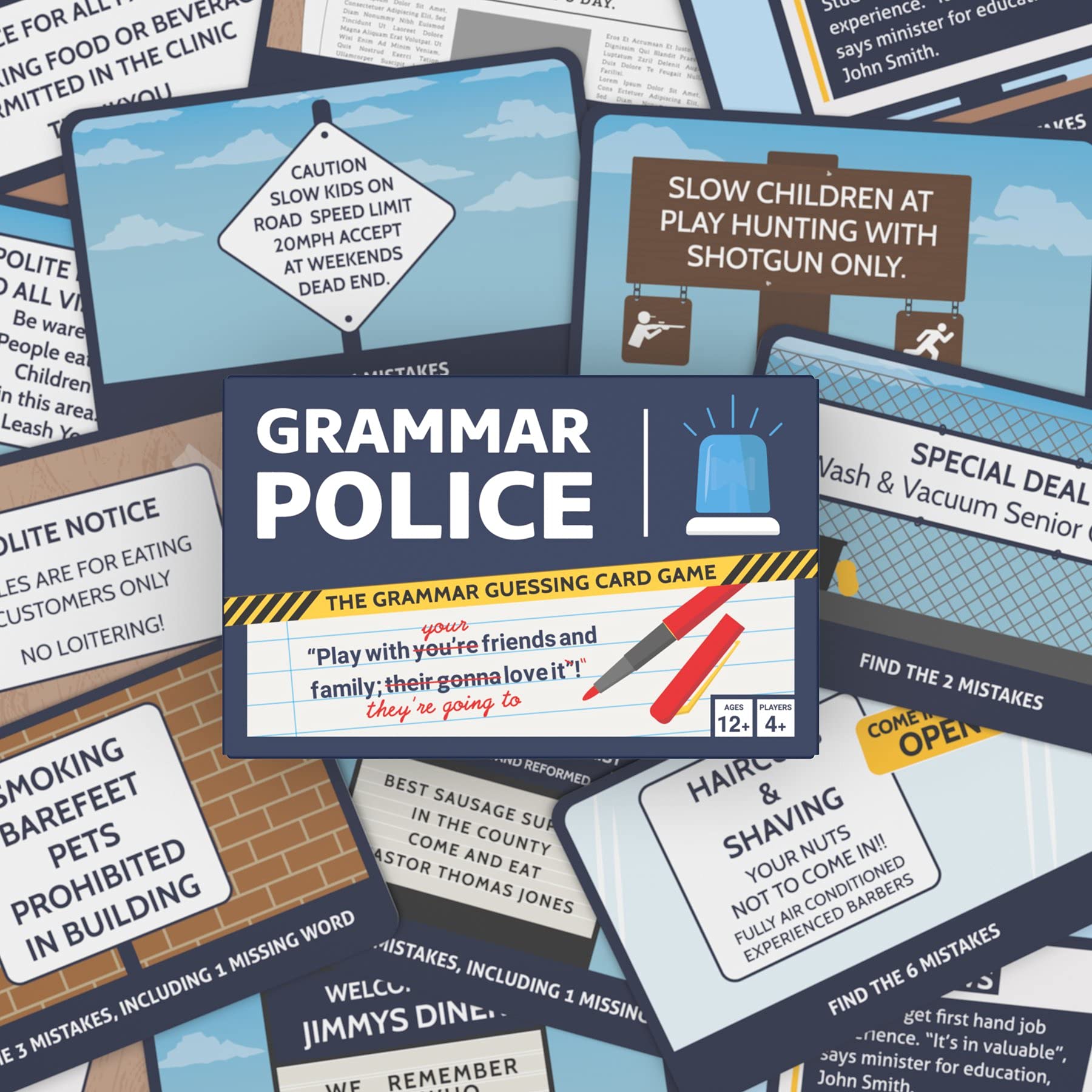 Grammar Police Game - Correct The Bad Grammar Flash Card Game - Fun Grammar Detective Game - Suitable for Family, Kids, Teenagers & Adults