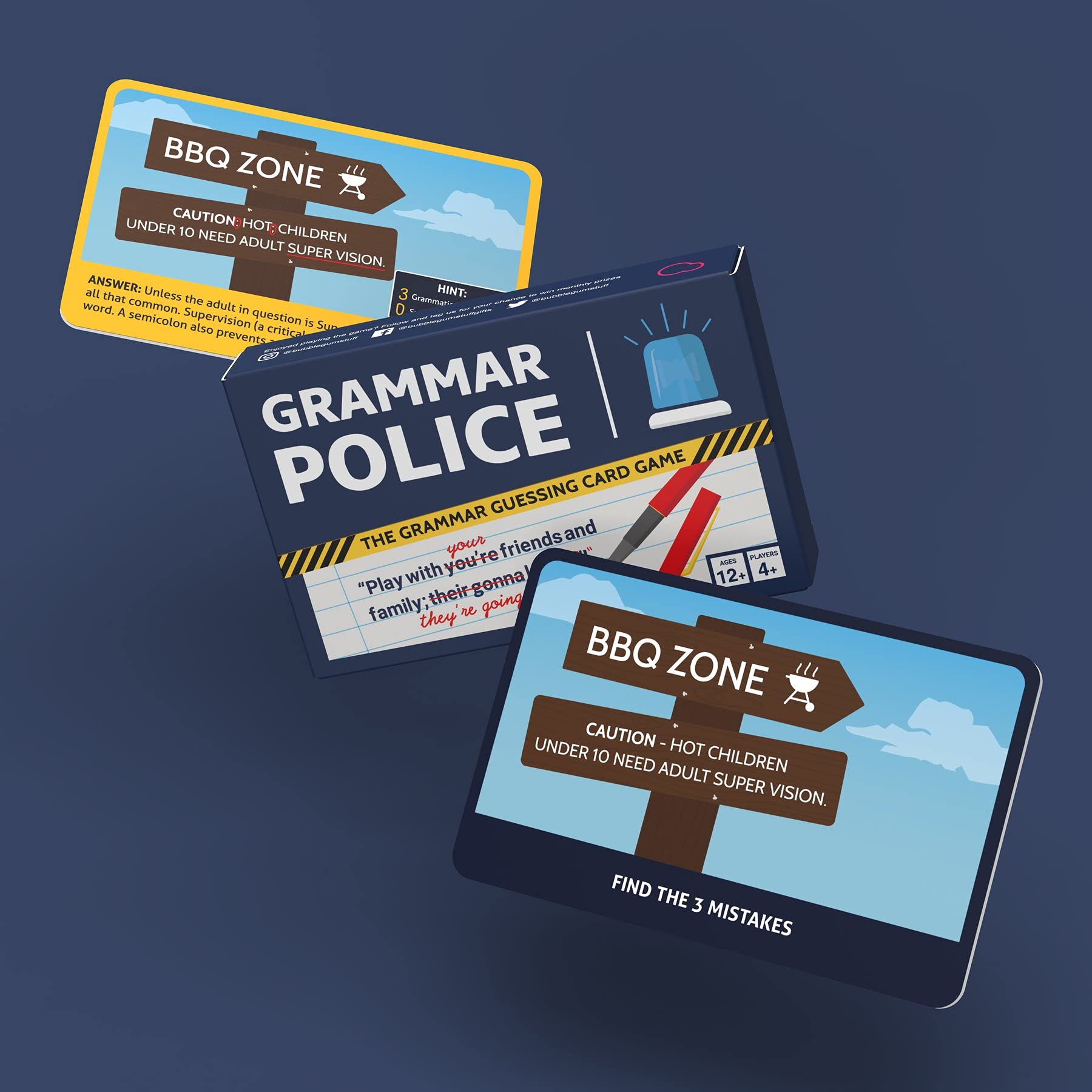 Grammar Police Game - Correct The Bad Grammar Flash Card Game - Fun Grammar Detective Game - Suitable for Family, Kids, Teenagers & Adults