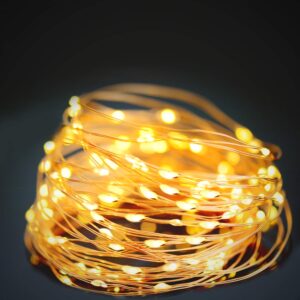 winboom solar string lights,100led solar powered fairy lights 32.8ft 8 modes waterproof copper wire solar decorative lights indoor outdoor for garden yard xmas party wedding decorations(warm white)
