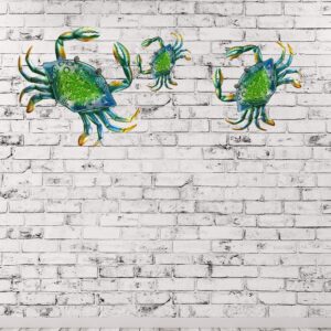 JOYBee 3Pcs 18inch 13inch 9inch Large Coastal Ocean Metal Crab Wall Art Decor Family Set -Christmas Decorations-Decoration for outdoor indoor bathroom kitchen garden bedroom patio