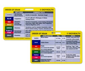 silver maple leaf order of draw badge card for phlebotomy – horizontal order of blood draw card for nurses, nursing clinicians and rn students – phlebotomy cheat sheet – durable and reliable