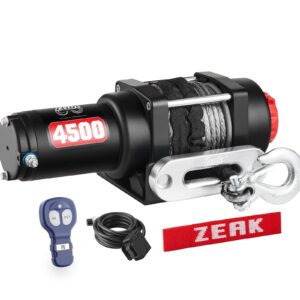 ZEAK 4500 lb Winch Kit, 12V 45 Feet Synthetic Rope, with Wireless Remote Bracket, for UTV Off Roading