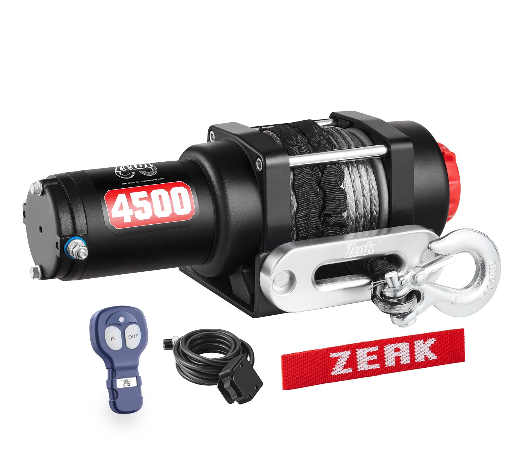 ZEAK 4500 lb Winch Kit, 12V 45 Feet Synthetic Rope, with Wireless Remote Bracket, for UTV Off Roading