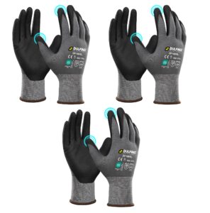 dulfine safety work gloves microfoam nitrile coated-3 pairs pack,seamless knit nylon glove with black micro-foam nitrile grip,ideal for general purpose,automotive,home improvement,painting(large)