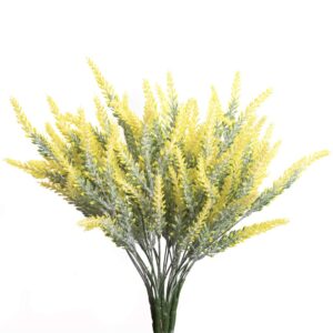 fule 4 pcs artificial lavender flowers for home kitchen party wedding garden office patio decor, yellow