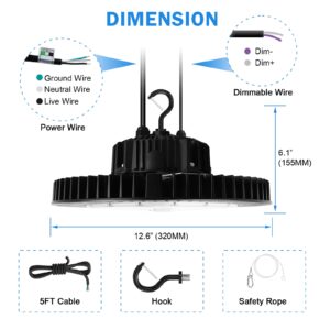 OPENLUX 240W UFO LED High Bay Lights, 34800LM High Bay LED Shop Lights 5000k IP65 0-10V Dimmable Warehouse Lights UL Listed