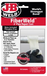 j-b weld fiberweld 2” pipe repair cast 2x60 inch - high strength adhesive fiberglass wrap - white (38260)