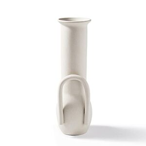 inglenix grey white ceramic vases nordic minimalism style decoration for centerpieces, kitchen, office or living room, modern geometric decorative tall vase for home decor (ins-f)