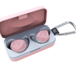 Soul S-FIT True Wireless Earbuds - Waterproof, Shock-Resistant Earphones with Customizable Fit, Bluetooth 5.0, Transparency Mode, and Long Battery Life for Running, Gym, and Outdoor Activities (Pink)