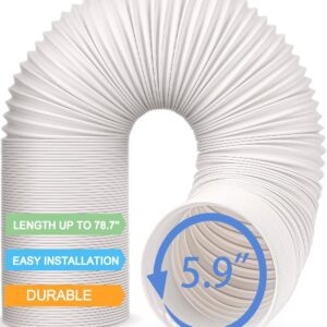 Air Conditioner Hose, Portable Exhaust Vent Hose with 5.9 Inch （6‘’） Diameter, Counterclockwise AC Hose Length to 80 Inch, Universal Replacement AC Vent Hose for LG and Many More Portable AC