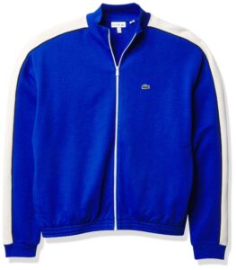 lacoste kids' tracksuit jacket with sleeve piping, lazuli/flour-navy blue, 10yr