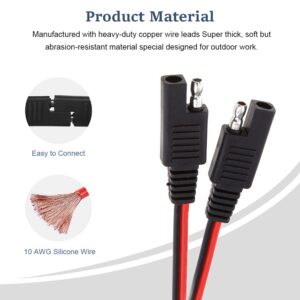 A ABIGAIL 2PCS SAE Extension Cable 10AWG SAE to SAE Quick Disconnect Wire Harness SAE Connector Solar Panel Extension Cable for Automotive RV Battery Tender Motorcycle Cars Tractor 10 Gauge 1M 3Ft