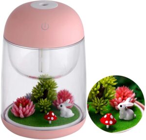 gennissy cute mini landscape air humidifier essential oil diffuser with 7 colors led night light, 6oz water tank waterless auto shut-off for bedroom, home, office, baby