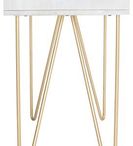 Safavieh Home Office Collection Raveena White Wash and Brass 1-Drawer Hairpin Leg Desk, 0