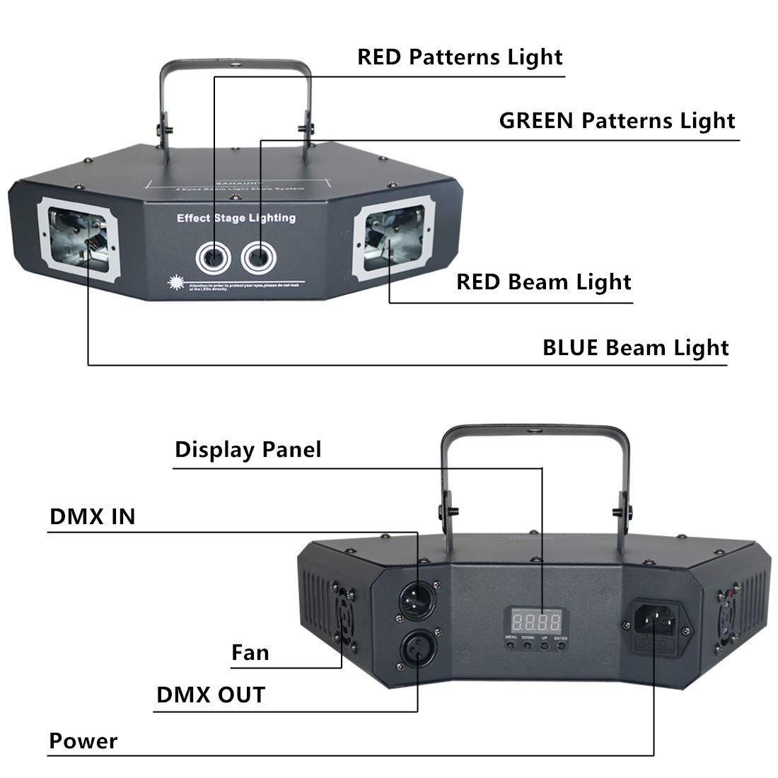 DJ Lights,SAHAUHY Four Beam Effect RGB Sound Activated DJ Stage Strobe Lights for Birthday Party Disco Dancing Bar Club