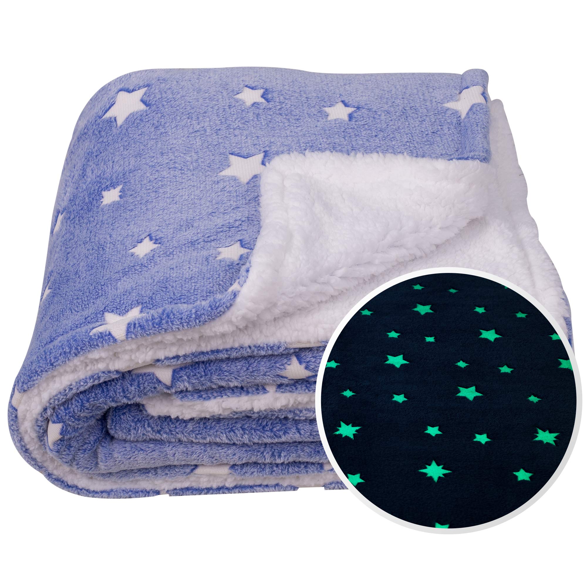 SOCHOW Glow in The Dark Sherpa Fleece Throw Blanket, Galaxy Stars Pattern Double-Sided Super Soft Luxurious Plush Blanket for Kids, 50 x 60 Inches, Grey