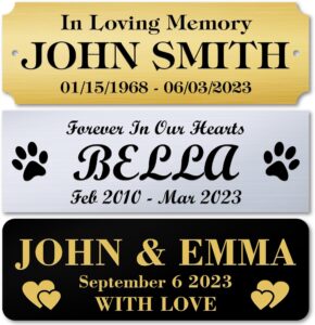 engraved name plate customized and personalized, 1" x 3" trophy, picture frame and memorabilia plate, 15 color options prestige collection by my sign center