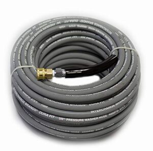 interchange brands, llc - 3/8 in x 100ft 4000 psi high pressure washer hose gray non-marking, steel braid, quick couplers, 275 max temp, assembled in usa