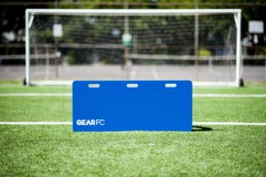 gear fc soccer rebounder passing wall 42"x18" - dual angle foldable training wall, rebounder, passing wall for use by elite players to improve passing, touch, and ball skills. (blue)