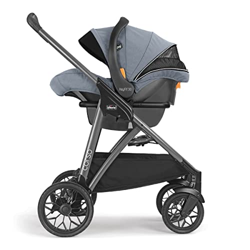 Chicco Corso Modular Travel System, Corso Stroller with KeyFit 30 Zip Infant Car Seat and Base, Stroller and Car Seat Combo, Infant Travel System | Silverspring/Grey