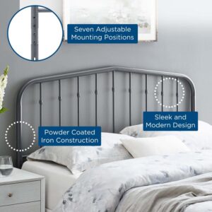 Modway Lennon Modern Farmhouse Metal Headboard, Full, Gray