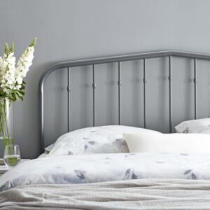 Modway Lennon Modern Farmhouse Metal Headboard, Full, Gray