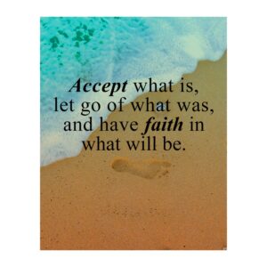 accept what is - beach wall art, our inspirational footprint on a beach themed ocean wall decor print is great spiritual coastal wall art ideal for home, office & beach house decor! unframed - 8x10