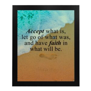 Accept What Is - Beach Wall Art, Our Inspirational Footprint on a Beach Themed Ocean Wall Decor Print is Great Spiritual Coastal Wall Art Ideal for Home, Office & Beach House Decor! Unframed - 8X10