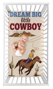 sweet jojo designs wild west cowboy boy fitted crib sheet baby or toddler bed nursery photo op - red, blue and tan western southern country horse