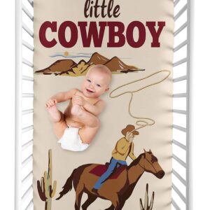 Sweet Jojo Designs Wild West Cowboy Boy Fitted Crib Sheet Baby or Toddler Bed Nursery Photo Op - Red, Blue and Tan Western Southern Country Horse