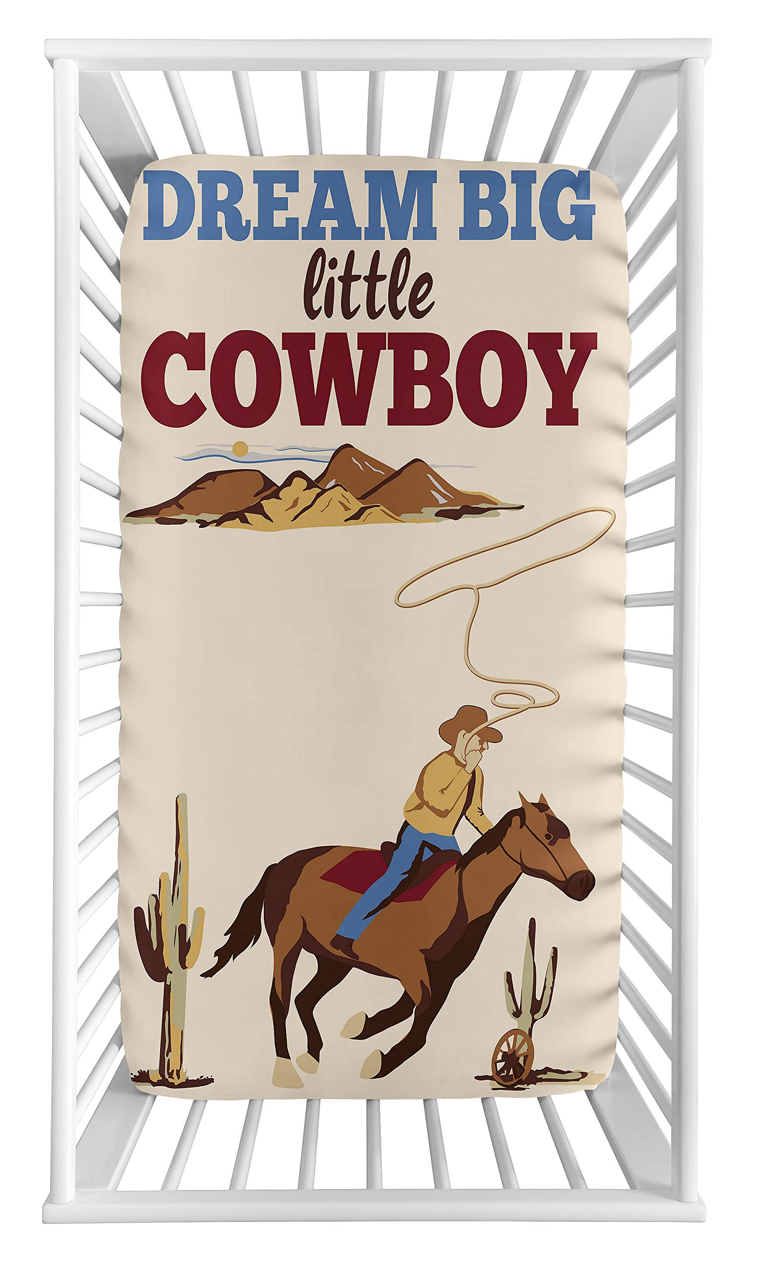 Sweet Jojo Designs Wild West Cowboy Boy Fitted Crib Sheet Baby or Toddler Bed Nursery Photo Op - Red, Blue and Tan Western Southern Country Horse