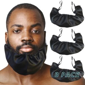 fidelis beard bandana black (3 pack xl size) with laundry storage bag, beard bib bonnet facial apron caps beard guard cover