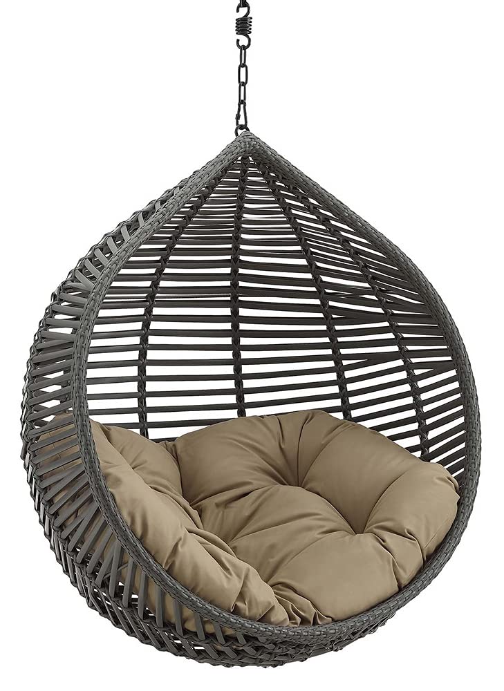 Modway EEI-3637-GRY-MOC Garner Teardrop Outdoor Patio Swing Chair Without Stand, Gray Mocha