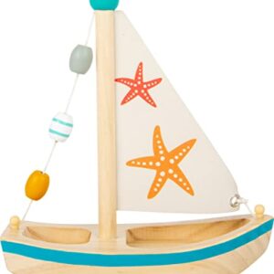 small foot wooden toys Starfish Sailboat Premium Water Toy, Multicoloured