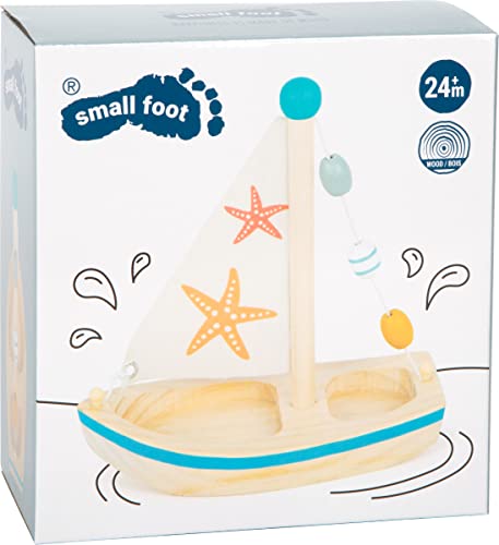 small foot wooden toys Starfish Sailboat Premium Water Toy, Multicoloured