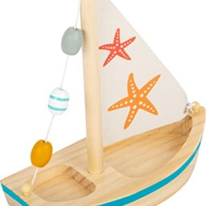 small foot wooden toys Starfish Sailboat Premium Water Toy, Multicoloured